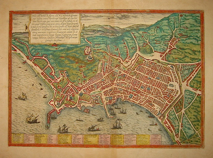 Braun Georg (1541-1622) - Hogenberg Franz (1535-1590) Haec est nobilis, & florens illa Neapolis Campaniae civitas antea Parthenope appellata... 1598 Colonia